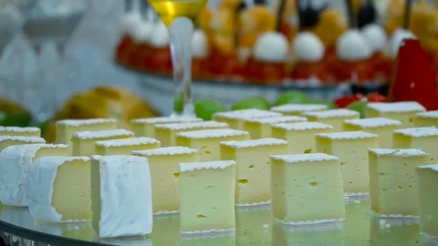 Cheese plate close-up Stock Footage 125255373