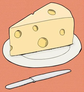 Cheese on plate Stock Illustration