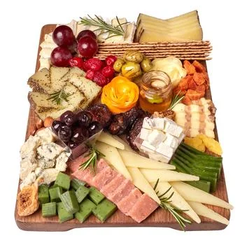 Cheese platter. Appetizers boards with assorted cheese, honey, dried plums,.. Stock Photos