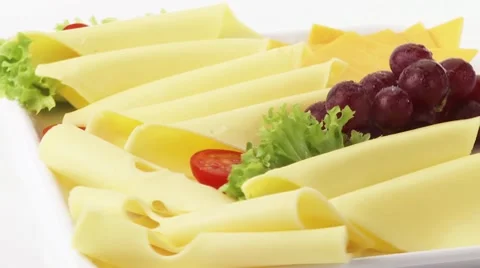 Cheese platter with grapes Stock Footage 8572025