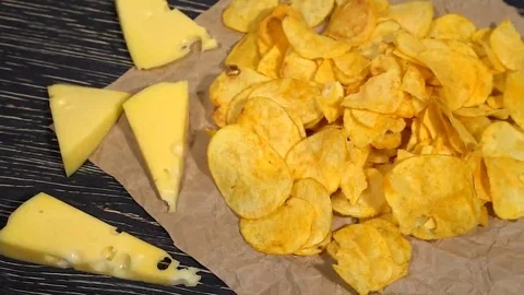 Cheese potato chips dolly 스톡 동영상 69145243