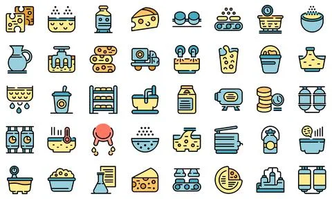 Cheese production icons set vector flat Stock Illustration