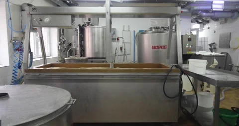 Cheese production process in the old Tilsit-Ragnit cheese Factory Stock Footage 162372185