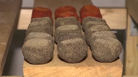Cheese production at a small factory. different types of cheese. eco product. 스톡 동영상 134168528