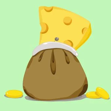 Cheese in purse イラスト素材