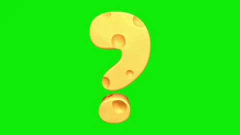 Cheese question mark punctuation animation on green screen background loop. Stock Footage 339323164
