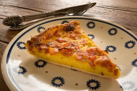 Cheese quiche with ham Stock Photos