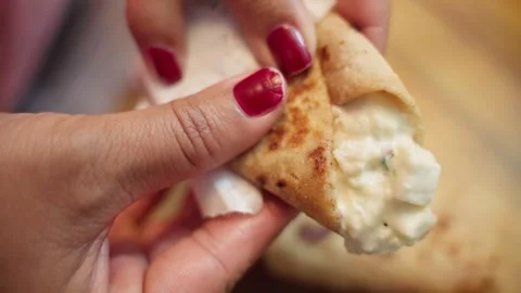 Cheese Roti Rolls a simple kathi roll  prepared with left over chapati. Stock Footage 282766447