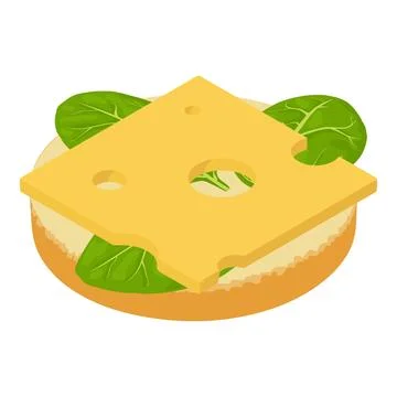 Cheese sandwich icon isometric vector. Sandwich with cheese slice and spinach 스톡 일러스트