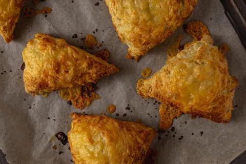 Cheese scones viewed from the top Stock Photos
