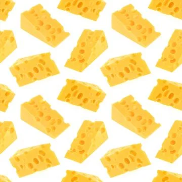 Cheese seamless pattern isolated on white background Foto stock