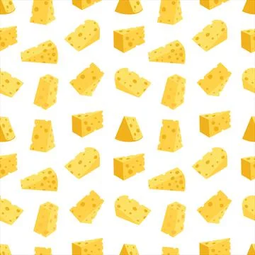 Cheese seamless pattern. Pieces of yellow cheese Stock Illustration