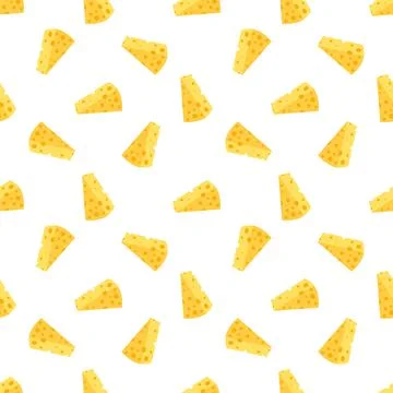 Cheese seamless pattern. Pieces of yellow cheese. Stock Illustration