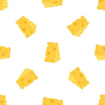 Cheese seamless pattern. Pieces of yellow cheese Stock Illustration