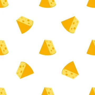 Cheese seamless pattern. Pieces of yellow cheese Stock Illustration