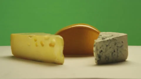 Cheese selection on green screen  for vfx and keying Stock Footage 146359448