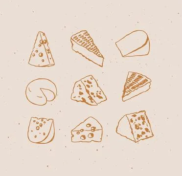 Cheese set collection peach Stock Illustration