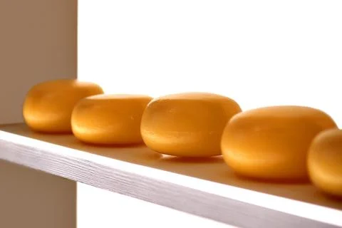 Cheese on shelf Stock Photos