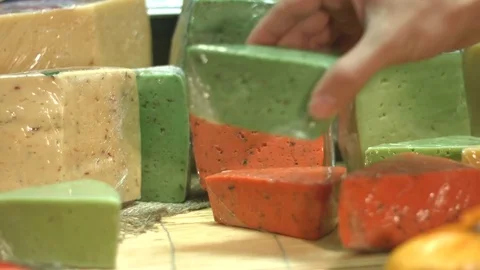Cheese on the shelf in the supermarket. Stock-Footage 84178706