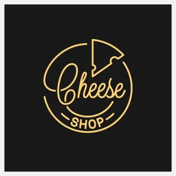 Cheese shop logo. Round linear logo of cheese Stock Illustration