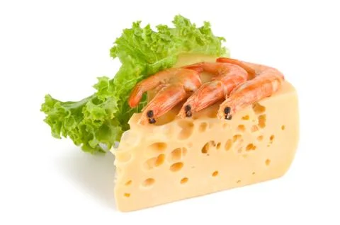 Cheese with shrimps Stock Photos