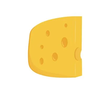 Cheese slice in cartoon style. Image of a sliced large thick piece of chees.. Stock Illustration