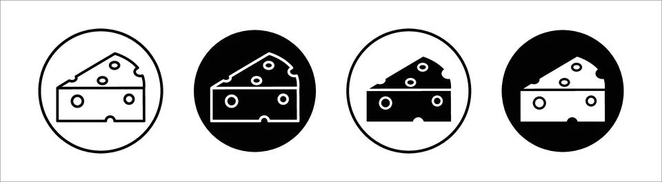 Cheese slice flat line icon set. Cheese slice Thin line illustration vector Stock Illustration