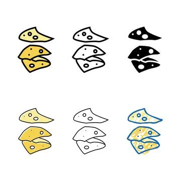 Cheese slice food cut variations color icon vector Stock Illustration