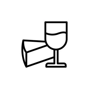 Cheese slice, goblet icon. Simple line, outline illustration elements of dairy 스톡 일러스트