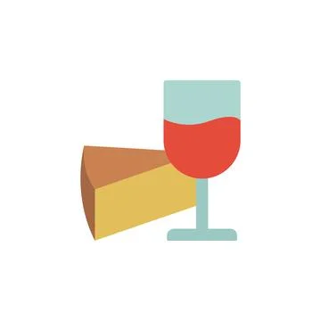 Cheese slice, goblet icon. Simple color illustration elements of dairy product Stock Illustration