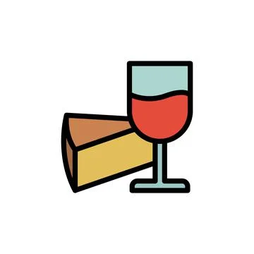 Cheese slice, goblet icon. Simple color with outline illustration elements of イラスト素材