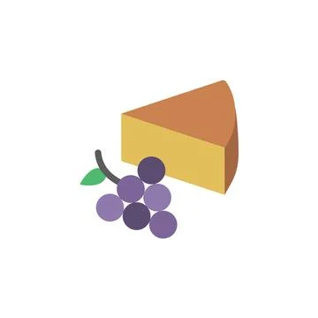 Cheese slice, grape icon. Simple color illustration elements of dairy product 스톡 일러스트