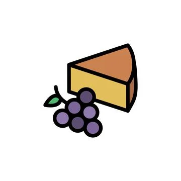 Cheese slice, grape icon. Simple color with outline illustration elements of 스톡 일러스트
