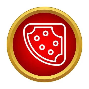 Cheese slice icon concept in red circle Stock Illustration