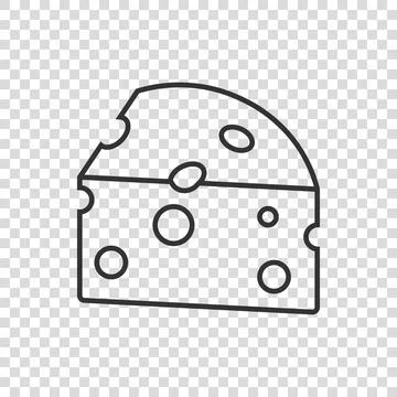Cheese slice icon in flat style. Milk food vector illustration on isolated ba Stock Illustration