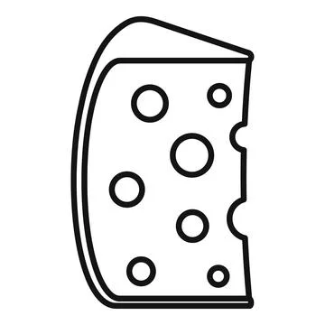 Cheese slice icon, outline style Stock Illustration
