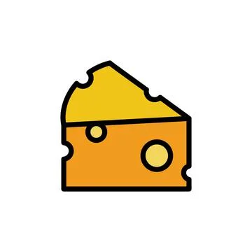 Cheese slice icon. Simple color with outline illustration elements of dairy 스톡 일러스트
