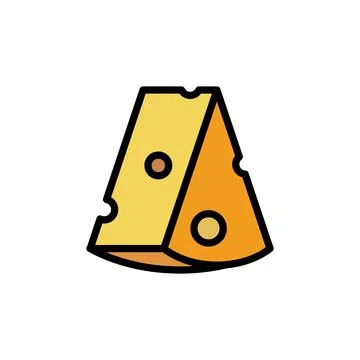 Cheese slice icon. Simple color with outline illustration elements of dairy 스톡 일러스트