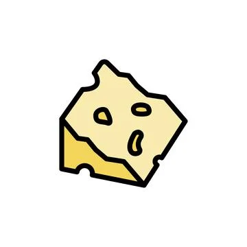 Cheese slice icon. Simple color with outline illustration elements of dairy Stock Illustration