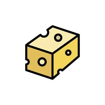 Cheese slice icon. Simple color with outline illustration elements of dairy 스톡 일러스트