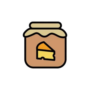 Cheese slice icon. Simple color with outline illustration elements of dairy 스톡 일러스트