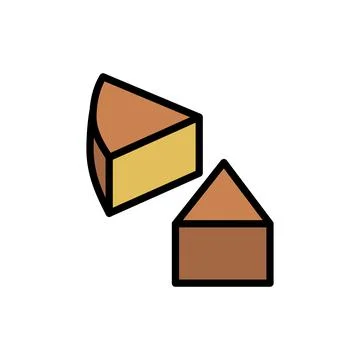 Cheese slice icon. Simple color with outline illustration elements of dairy 스톡 일러스트