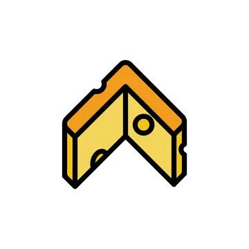 Cheese slice icon. Simple color with outline illustration elements of dairy 스톡 일러스트