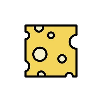 Cheese slice icon. Simple color with outline illustration elements of dairy 스톡 일러스트