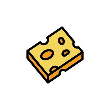 Cheese slice icon. Simple color with outline illustration elements of dairy Stock Illustration