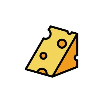 Cheese slice icon. Simple color with outline illustration elements of dairy Stock Illustration