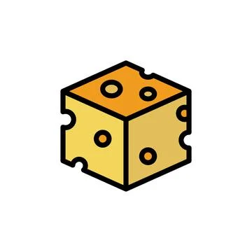 Cheese slice icon. Simple color with outline illustration elements of dairy Stock Illustration