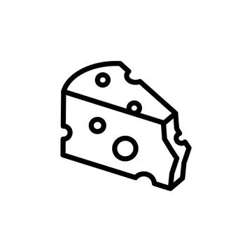 Cheese slice icon. Simple line, outline illustration elements of dairy product Stock Illustration