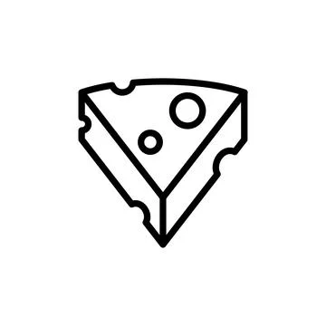 Cheese slice icon. Simple line, outline illustration elements of dairy product Stock Illustration