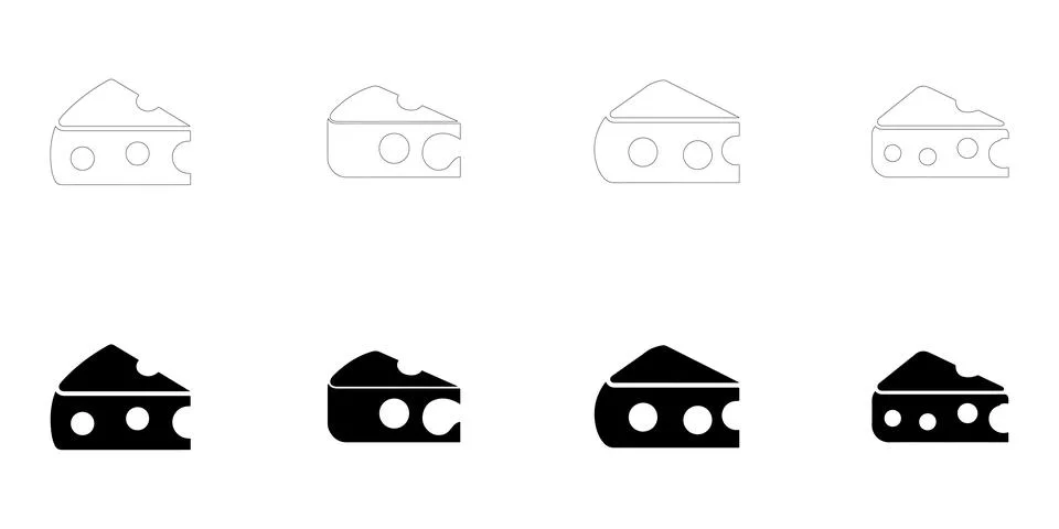 Cheese slice icons set. Stock Illustration